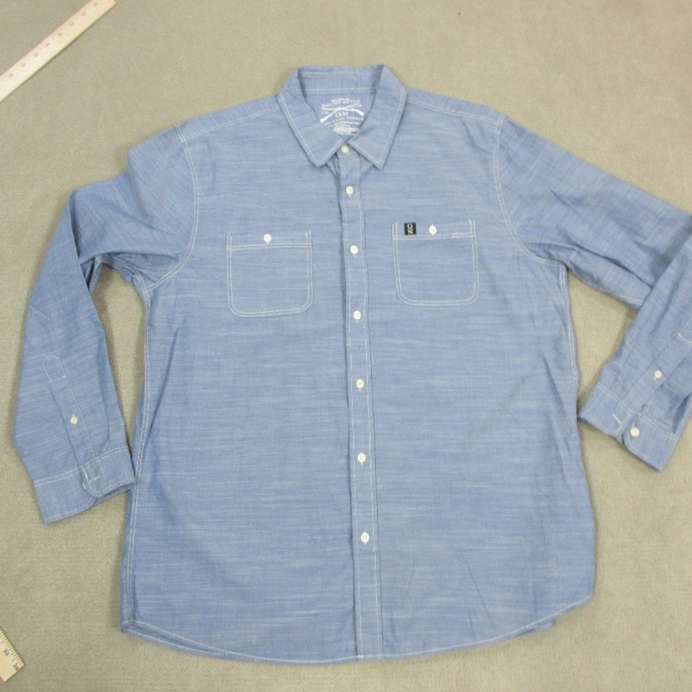 Grunt Style Shirt Mens Extra Large Blue Button Up Long Sleeve Collared Solid